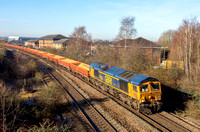 66775 leading 7M18 0721 Doncaster - Toton at Raynesway on Monday 6 February 2023