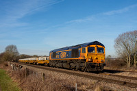 66763 6O01 1005 Doncaster - Hinksey at Shipley Gate on Monday 6 February 2023