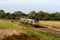 66786 (66795) 0O01 1005 Doncaster - Eastleigh at Stenson Junction on Tuesday 10 October 2023