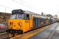 50049 on rear 1Z50 0748 Euston - Preston Charter at Bolton on Saturday 9 December 2023