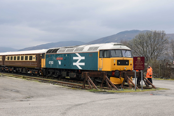 47593 leading 5Z48 1426 Fort William - Fort William Junction Yard at Fort William Depot on Sunday 7 April 2019