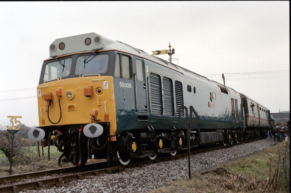 50008 1Z16 1119 Penzance - Manchester Piccadilly Charter at Bugle on Saturday 26 January 1991