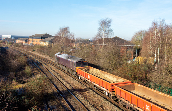 66746 on rear 7M18 0721 Doncaster - Toton at Raynesway on Monday 6 February 2023