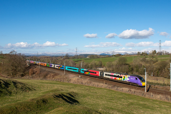 390119 1M14 1449 Carlisle - Euston at Great Strickland on Friday 10 March 2023