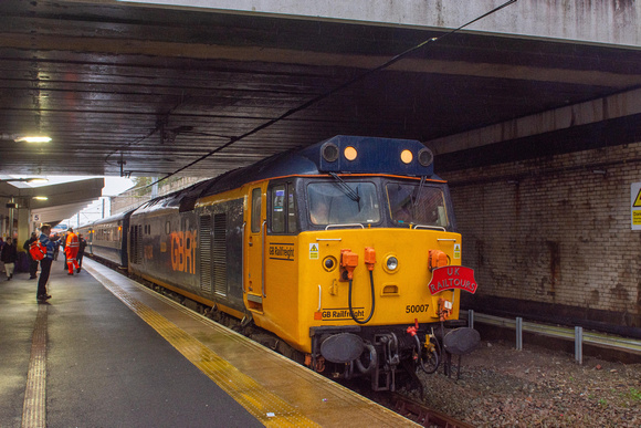 50007 leading 1Z50 0748 Euston - Preston Charter at Bolton on Saturday 9 December 2023