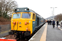 50007 leading 1Z28 0455 Birmingham New Street - Tweedbank Charter at Tweedbank on Saturday 5 January 2019