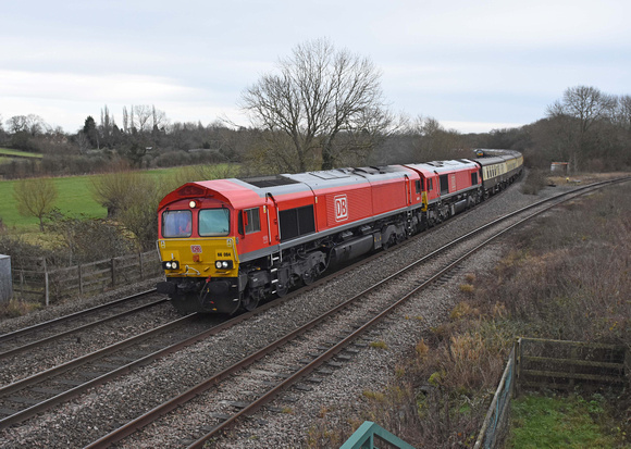 66084 (66020) 5Z45 0940 Eastleigh - Burton at Hatton N Jcn on Friday 7 January 2022