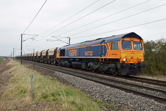 66732 6H78 1101 Doncaster to Peterborough at Frinkley Lane, Marston on Saturday 11 March 2017